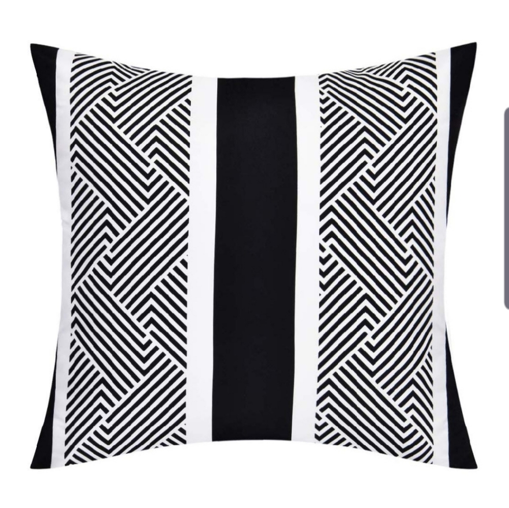 Two brand new black and white throw pillows